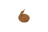 Vintage coiled iron snake African sculpture, rusty brown aged texture, 2.5 inches.