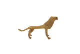 Vintage bronze male lion sculpture, a collectible African gold weight with a rustic patina.