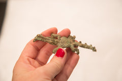 Vintage Oxidized Crocodile With Fish Bronze Gold Weight