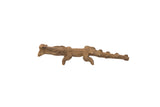 Vintage bronze crocodile gold weight with a fish in its mouth and a dark, textured finish.