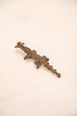Vintage Dark Crocodile With Fish Bronze Gold Weight