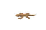 Vintage African bronze lizard gold weight with handmade, intricate line details.