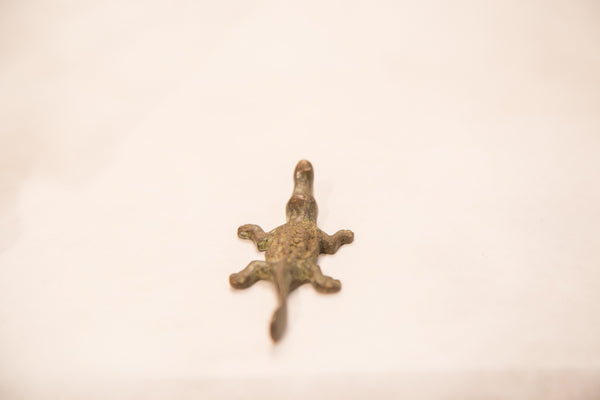 Vintage Tiny Crocodile Bronze Gold Weight