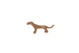 Vintage tiny cheetah bronze gold weight sculpture with a rustic, textured patina.