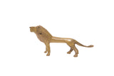 Collector's vintage bronze lion sculpture, handmade with a light green patina.