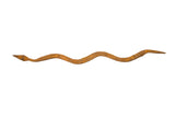 Vintage iron snake, wavy form with rustic reddish-brown patina, 17 inches long.