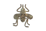 Vintage handmade bronze fly sculpture with a textured, oxidized blue-green patina.