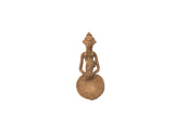 Vintage Ashanti bronze gold weight spoon with a stylized female figure.