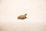 Vintage bronze Ashanti gold weight turtle, subtle green patina, rear view.