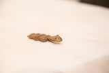 Handmade bronze snake gold weight head featuring a shiny patina and textured body.