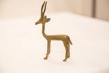 Handmade bronze gazelle sculpture's profile, showing unique green patina.