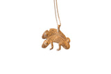 Vintage African double chameleon pendant necklace with a textured, golden bronze finish.