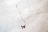 Vintage fox pendant with blue oxidized patina and its full delicate chain.