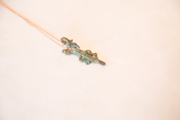 African Oxidized Crocodile Pendant Necklace