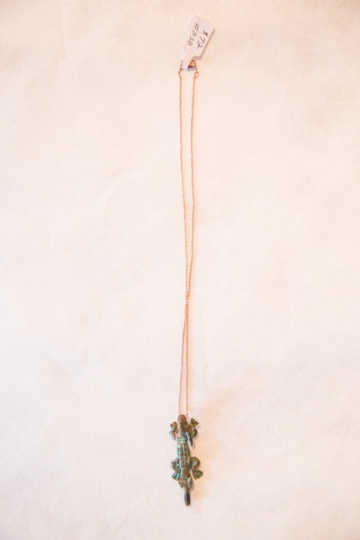 African Oxidized Crocodile Pendant Necklace