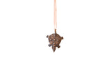 Handmade vintage African dark bronze turtle pendant necklace with a textured shell.