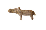 Handmade vintage African mini bronze hippo sculpture with an aged, textured patina.