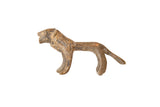 Vintage African mini bronze lion sculpture with a rustic, aged patina.