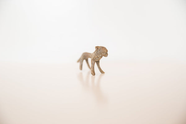 Vintage African Miniature Bronze Lion Figurine Image 2