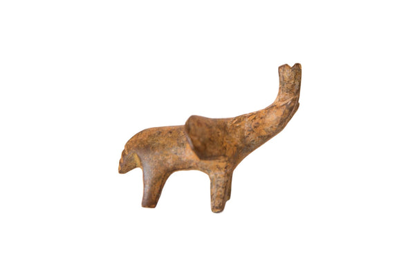 Vintage African Miniature Bronze Elephant with Rusty Patina Figurine