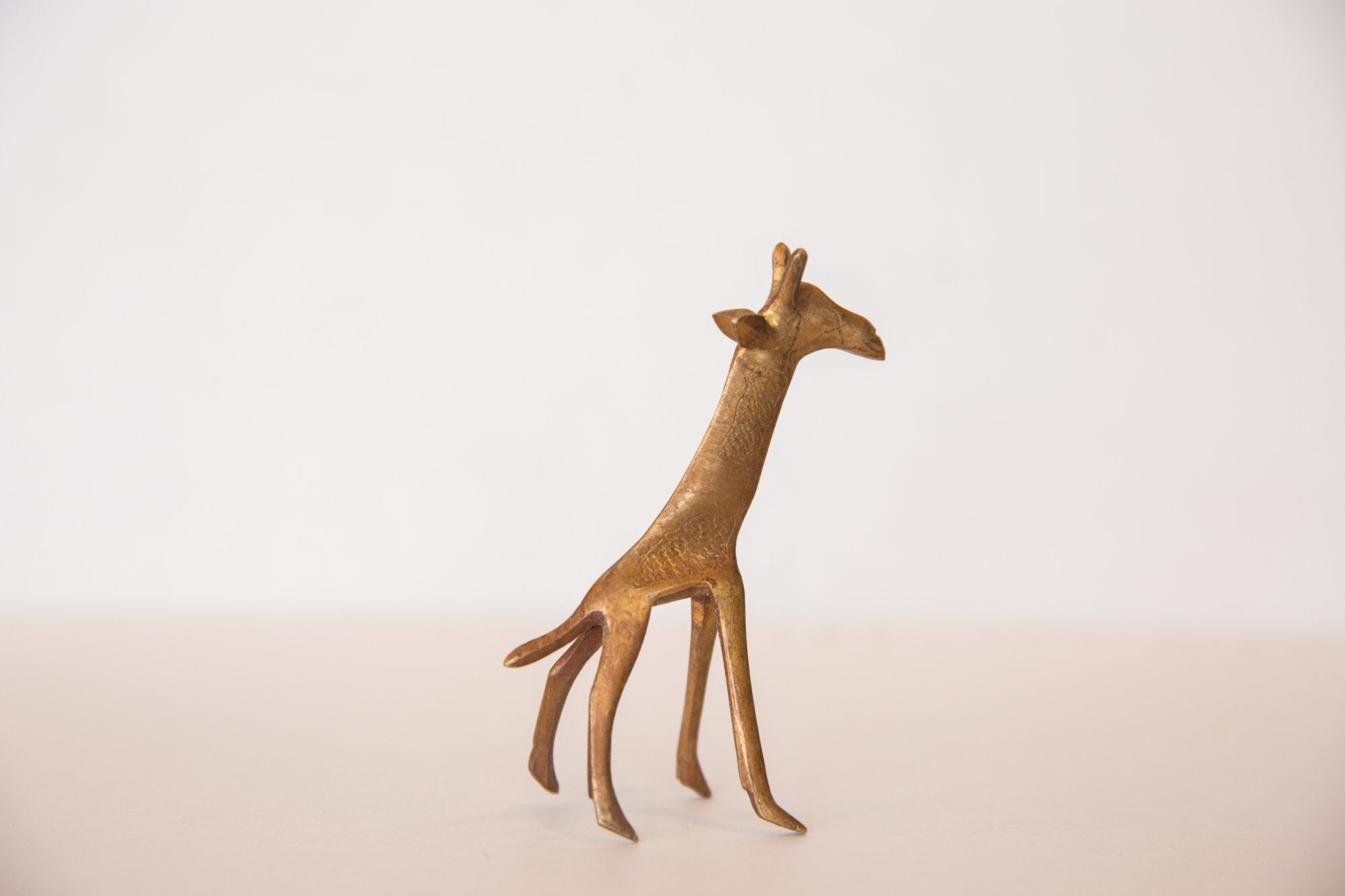 Vintage African Golden Bronze Giraffe Figurine Image 1
