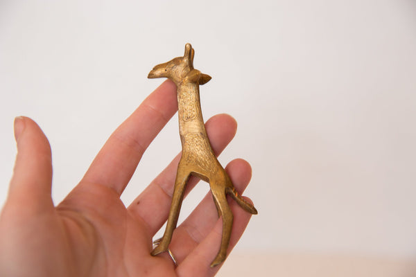 Vintage African Golden Bronze Giraffe Figurine Image 3