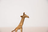 Vintage African golden bronze giraffe head, showing intricate handmade textured details.