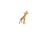 Vintage African mini golden bronze giraffe sculpture with a stylized handmade design.