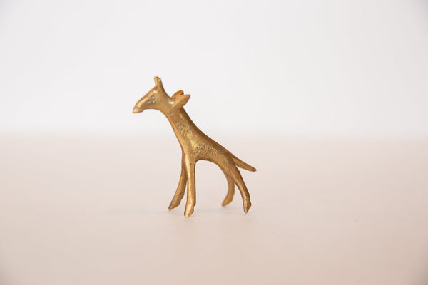 Vintage African Miniature Golden Bronze Giraffe Figurine Image 1