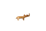 Vintage African mini golden bronze rhinoceros sculpture, handmade.