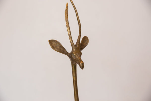Vintage African Large Golden Bronze Left Facing Gazelle Figurine Image 1