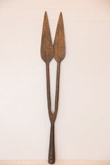 Vintage African Iron Double Headed Spear Tip Sculpture Image 7