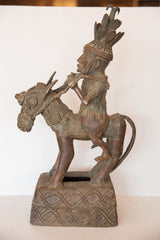 Vintage African Copper Soldier Man with Spear on Horseback Figurine Image 6