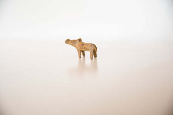 Vintage African Miniature Bronze Hippopotamus with Rusty Patina Figurine Image 2