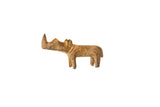 Collectible vintage African bronze rhino sculpture with a distinct green and rust patina.