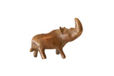 Vintage handmade copper rhino sculpture with a warm, aged patina.