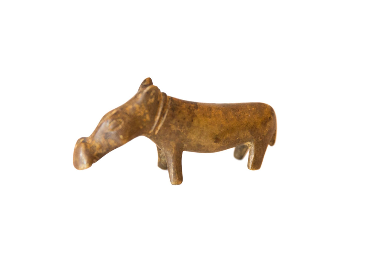 Vintage African Medium Skinny Bronze Hippo // ONH Item ab00424