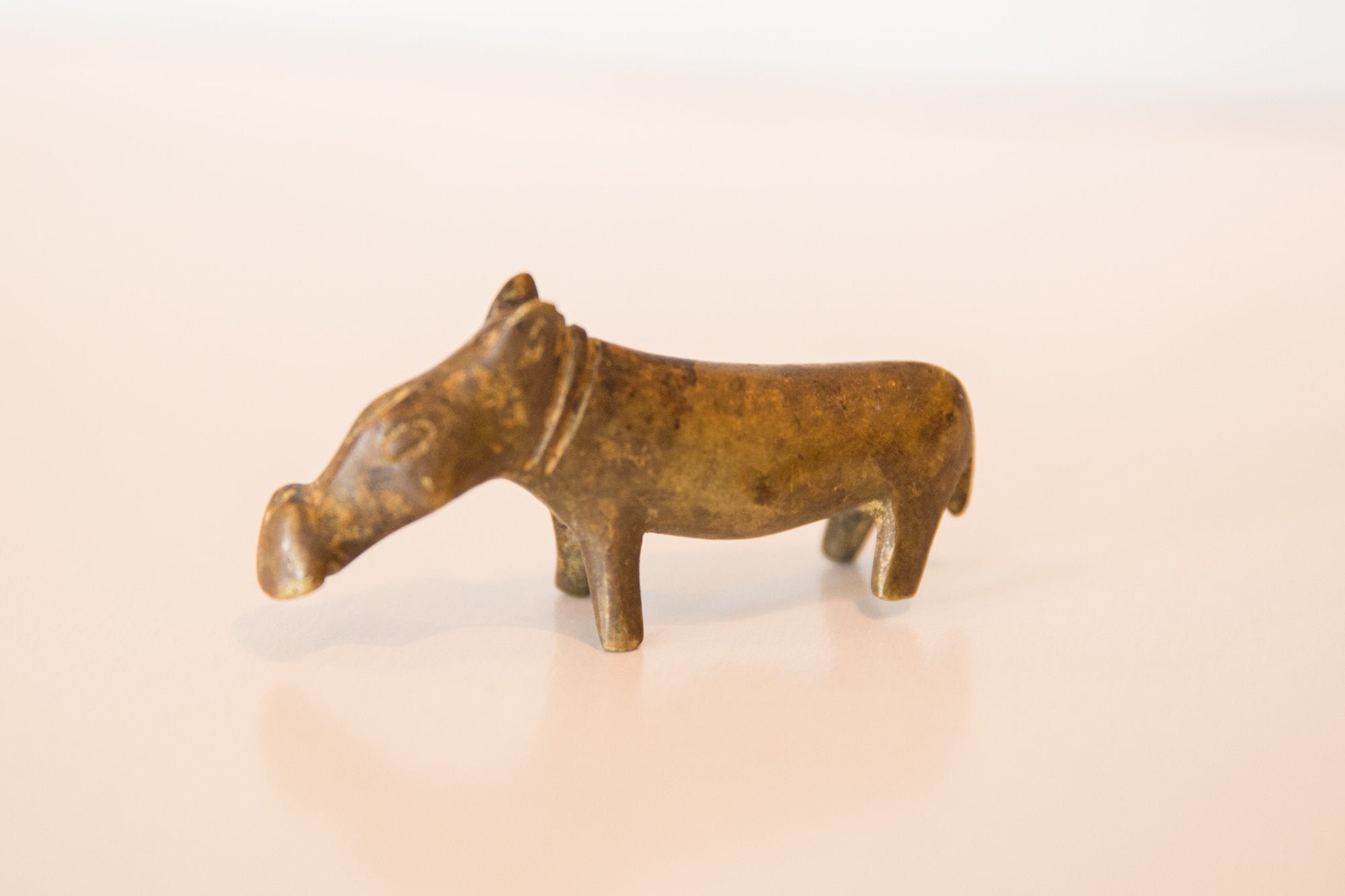 Vintage African Medium Skinny Bronze Hippo // ONH Item ab00424 Image 1
