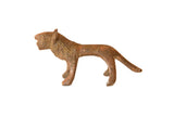 Vintage African mini copper lion figurine with a rustic, aged patina.