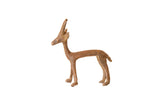 Vintage African copper gazelle figurine with a slender form and a dusty brown patina.