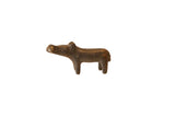 Vintage African miniature hippo sculpture with a dark copper finish and handmade texture.