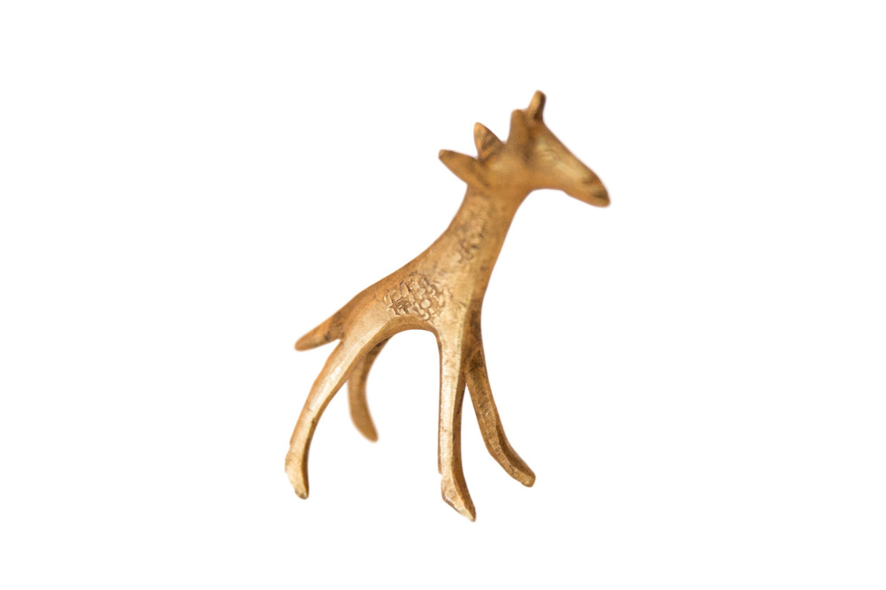 Vintage African Small Bronze Giraffe with Golden Patina // ONH Item ab00441