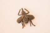 Handmade vintage African bronze insect casting with textured details and aged patina.