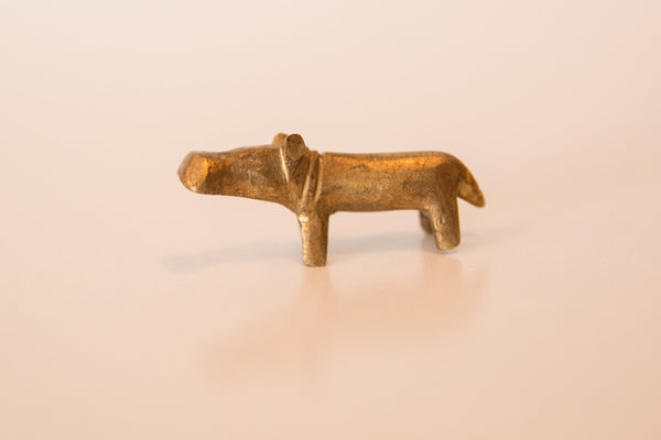 Vintage African Mini Bronze Hippo with Golden Patina // ONH Item ab00443 Image 1