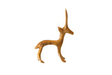 Vintage miniature bronze African gazelle figurine with a warm, golden patina.