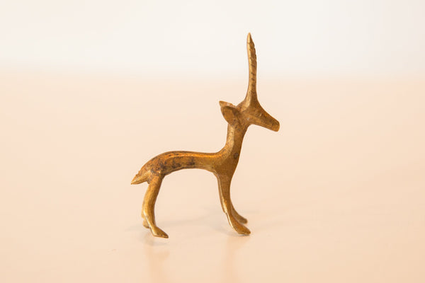 Vintage African Mini Bronze Male Gazelle // ONH Item ab00444 Image 1