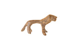 Stylized vintage African mini lion figurine with a rough, dusty bronze patina.