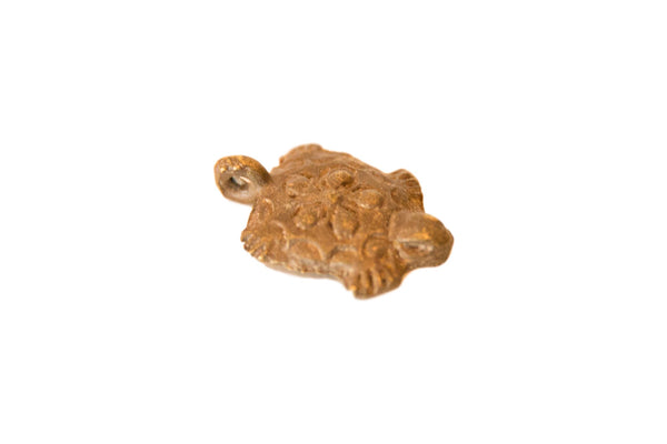 Vintage African Bronze Flower Backed Turtle Pendant // ONH Item ab00453