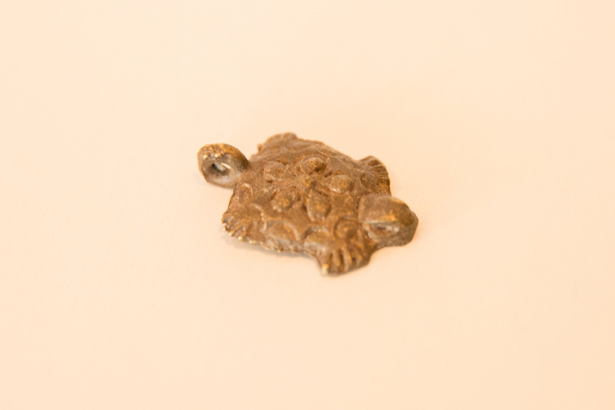 Vintage African Bronze Flower Backed Turtle Pendant // ONH Item ab00453 Image 1