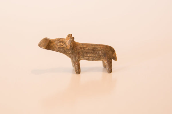 Vintage African Mini Bronze Hippo with Dusty Patina // ONH Item ab00456 Image 1